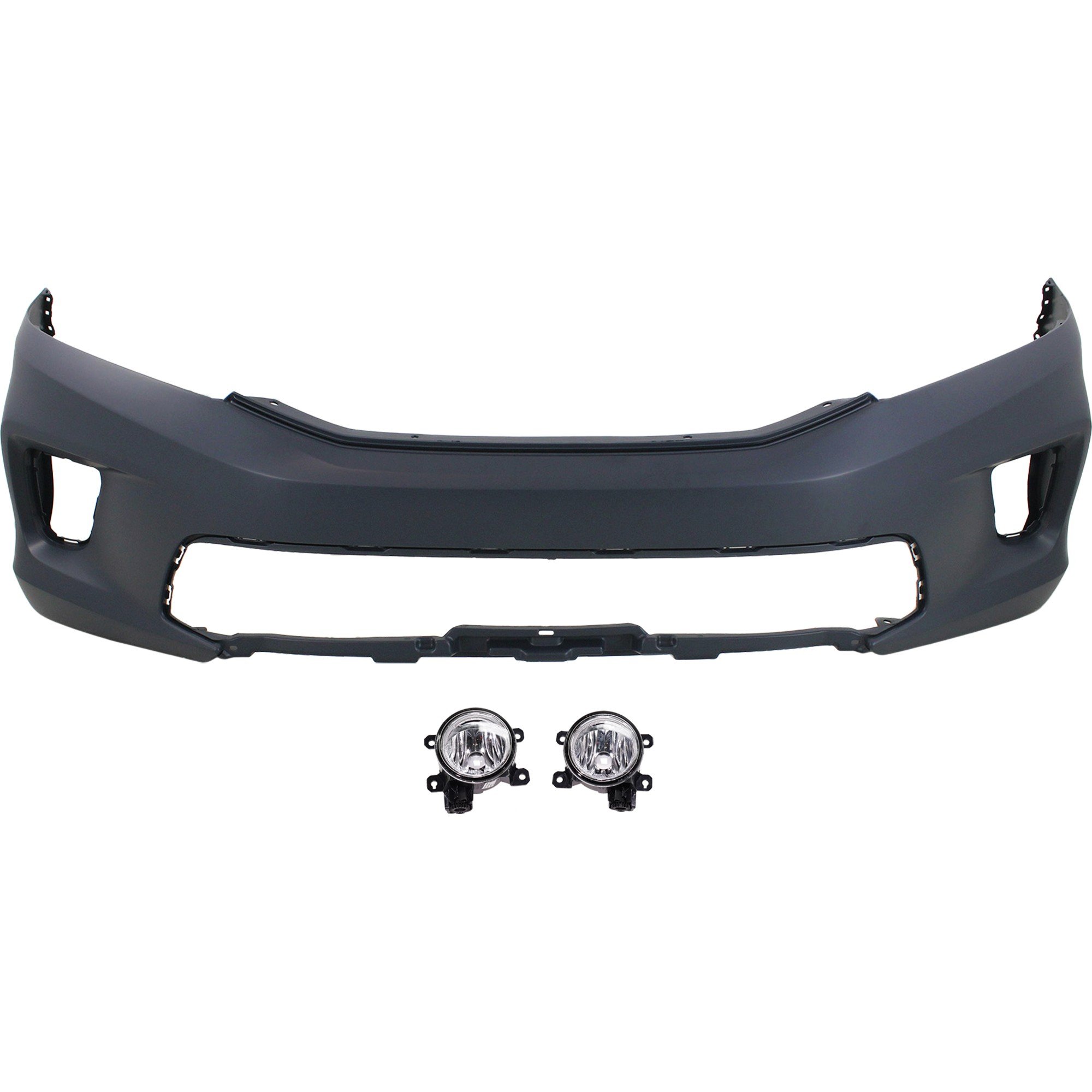 Front Bumper Cover Kit for Honda Accord 2013-2015, 3-Piece, Primed (Ready to Paint), with Fog Lights, Coupe - Replacement