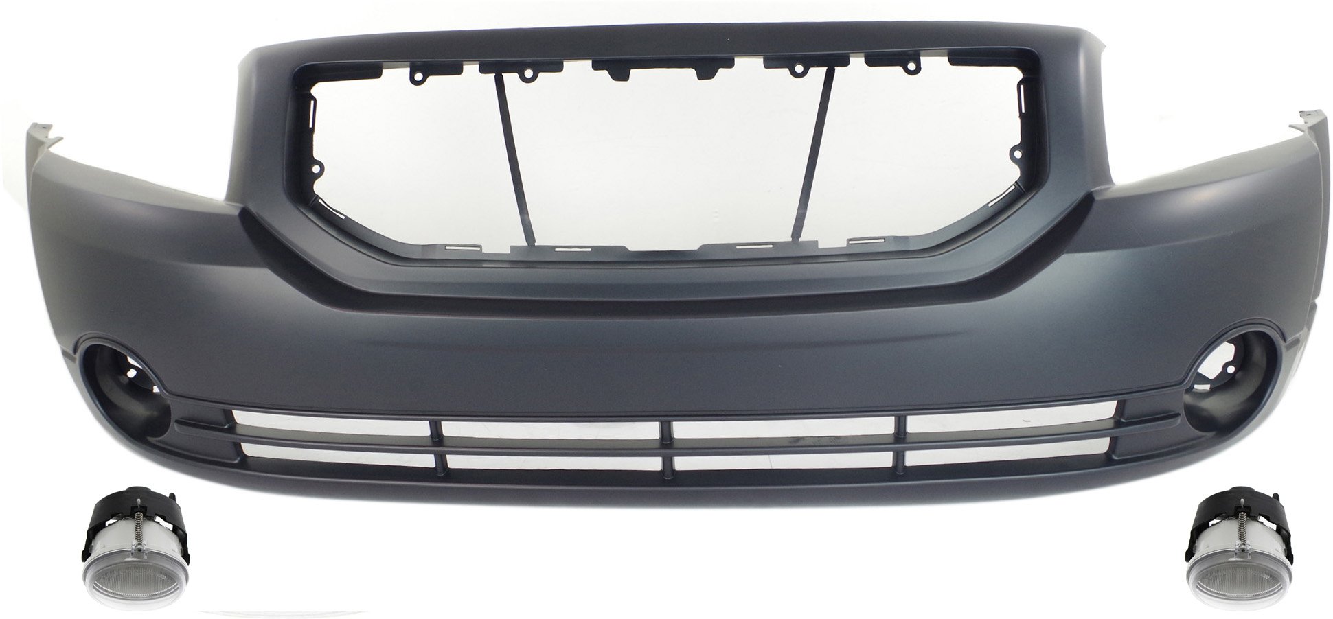 Front Bumper Cover for Dodge Caliber 2007-2009, Primed (Ready to Paint), 3-Piece Kit with Fog Lights, Replacement