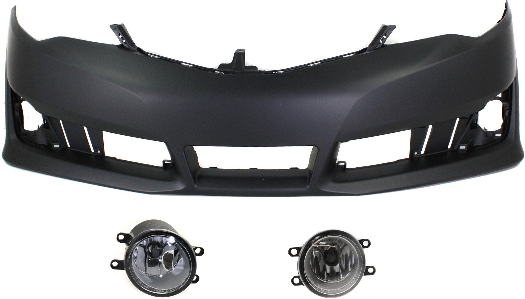 Front Bumper Cover for Toyota Camry 2012-2014, Primed (Ready to Paint), 3-Piece Kit with Fog Lights, Replacement
