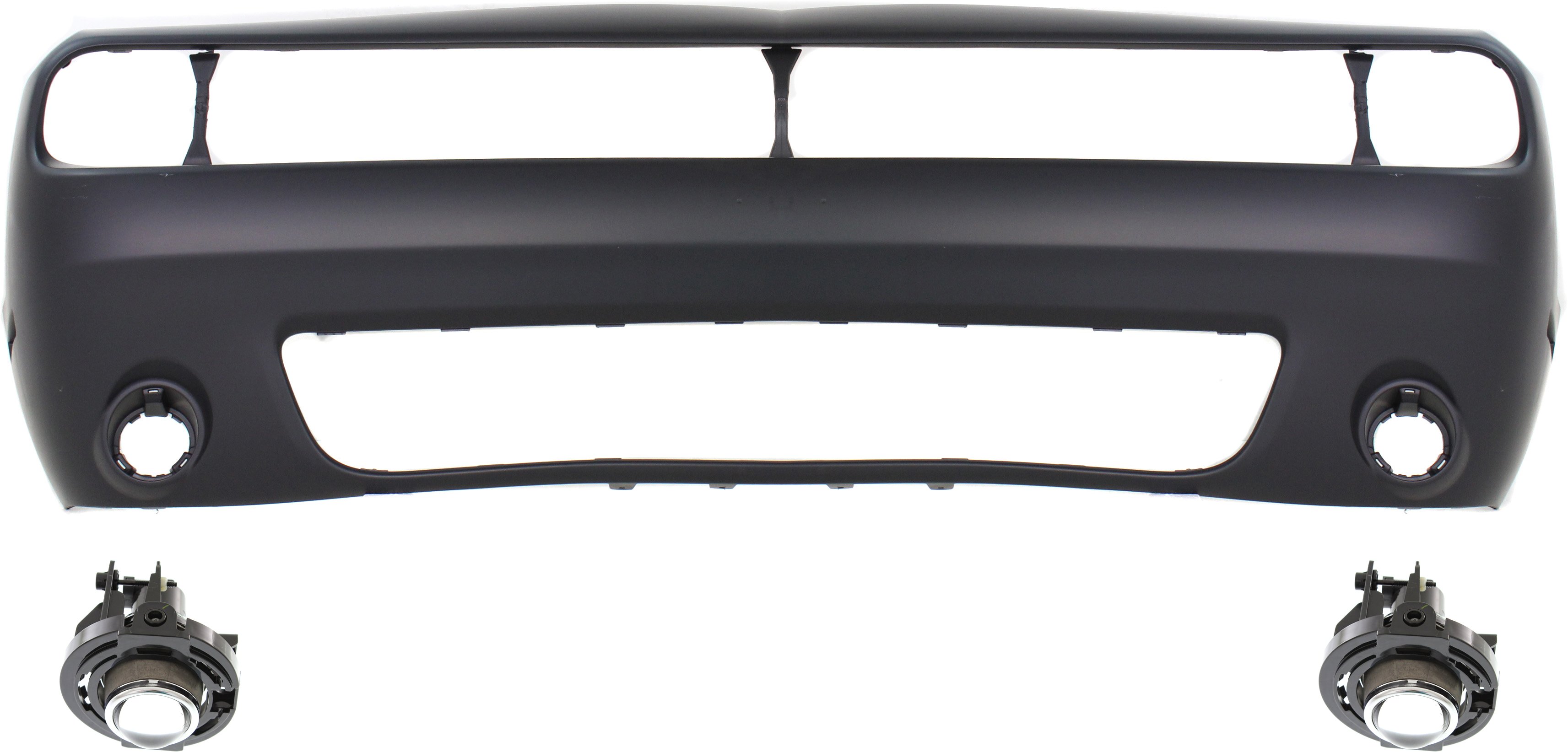 Front Bumper Cover for Dodge Challenger (2015-2021), 3-Piece Kit with Fog Lights, Replacement