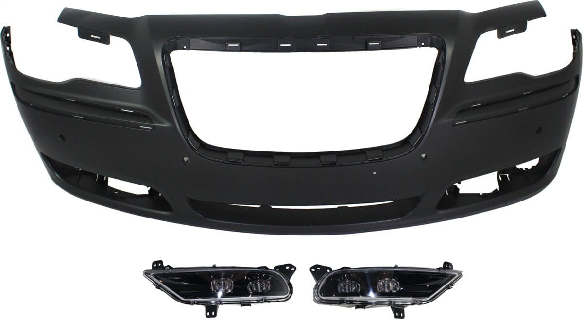Front Bumper Cover for Chrysler Chrysler 300 2011-2014, 3-Piece Kit with Fog Lights, Replacement
