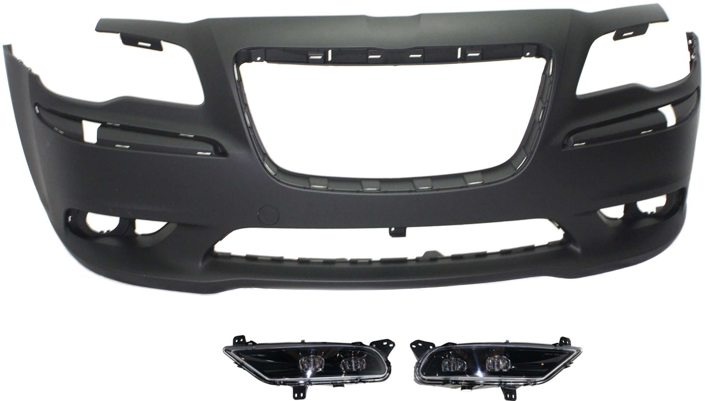 Front Bumper Cover for Chrysler 300 2011-2014, Primed (Ready to Paint), 3-Piece Kit, with Fog Lights, Replacement