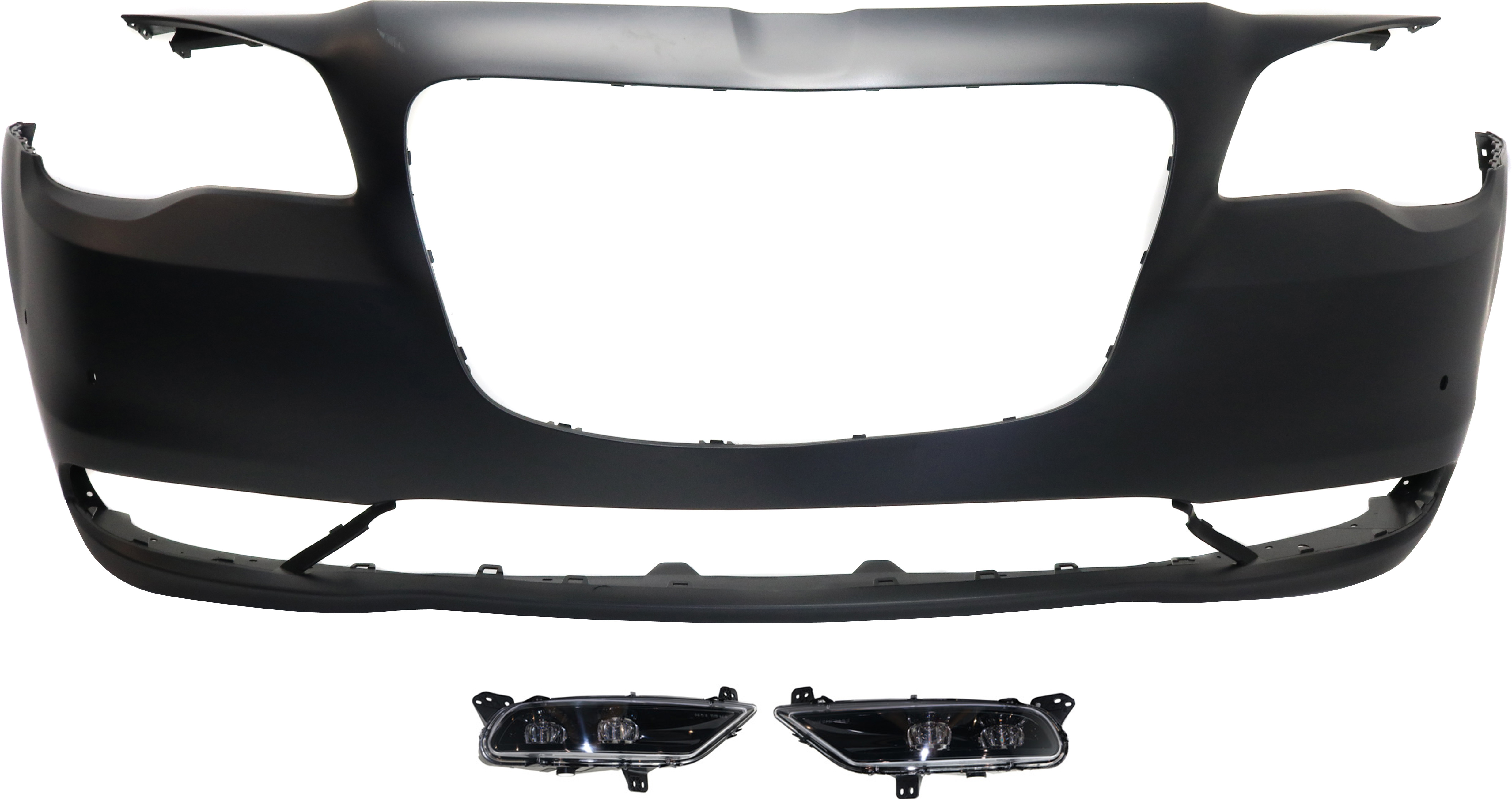 Front Bumper Cover for 2015-2021 Chrysler 300, Primed (Ready to Paint), 3-Piece Kit with Fog Lights, Replacement