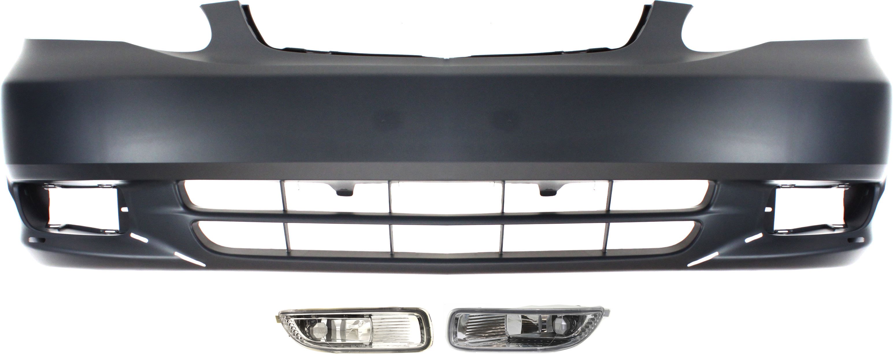 Front Bumper Cover for 2003-2004 Toyota Corolla, Primed (Ready to Paint), 3-Piece Kit, with Fog Lights, Replacement