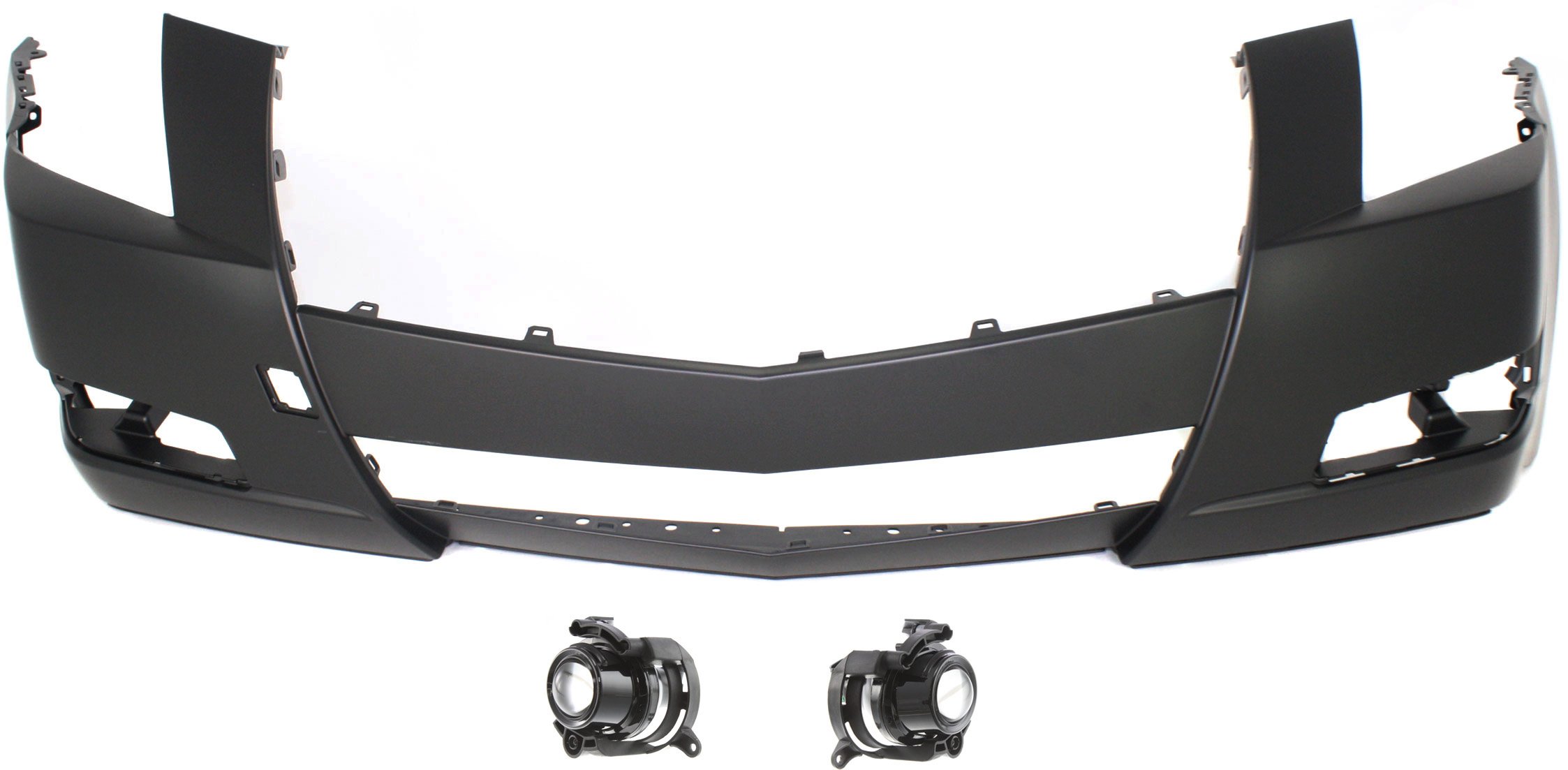 Front Bumper Cover for 2008-2014 Cadillac CTS, Primed (Ready to Paint), 3-Piece Kit with Fog Lights, Replacement