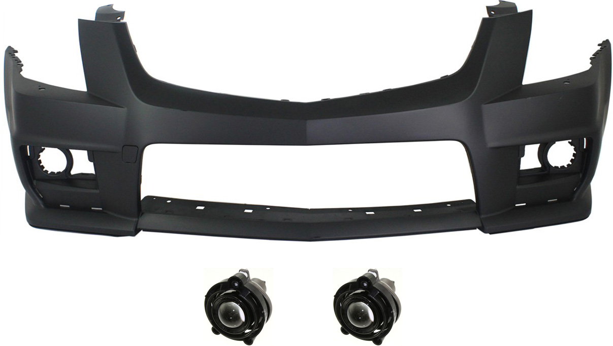 Front Bumper Cover for Cadillac CTS 2011-2015, 3-Piece Kit with Fog Lights, Replacement