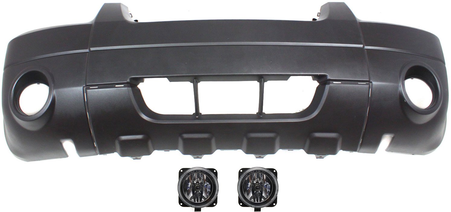Front Bumper Cover for 2005 Ford Escape, 3-Piece Kit with Fog Lights, Replacement