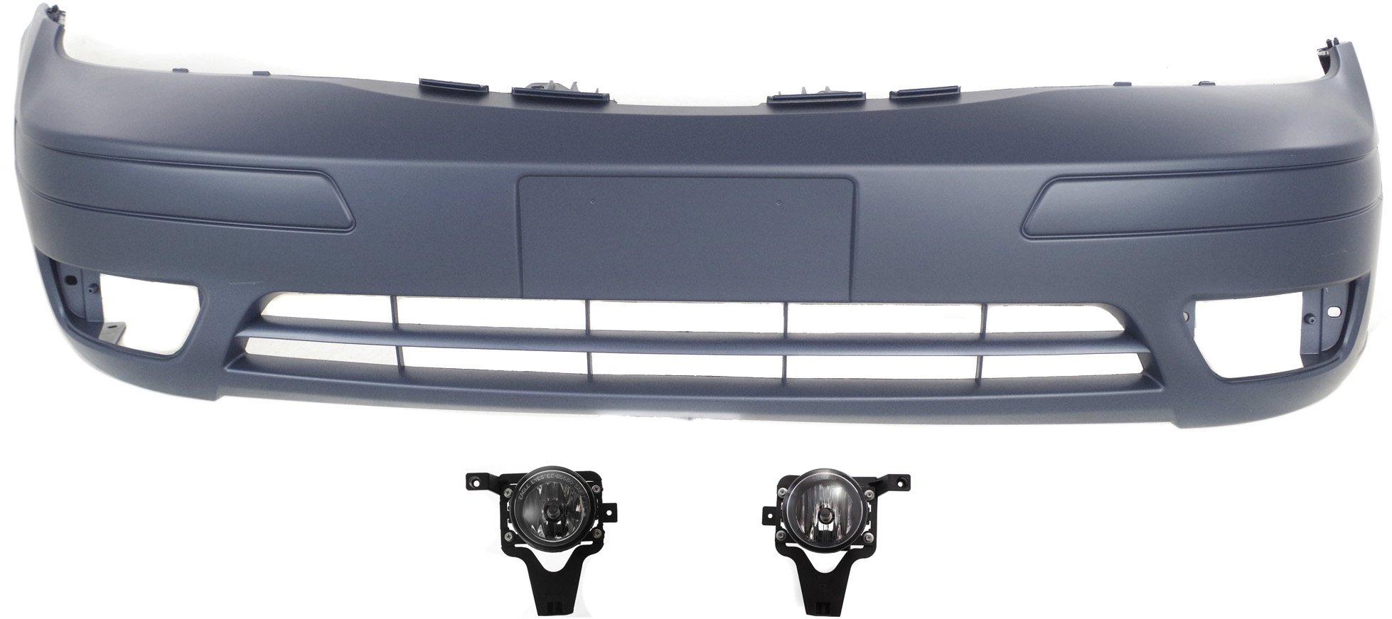 Front Bumper Cover for 2005-2007 Ford Focus, Primed (Ready to Paint), 3-Piece Kit, With Fog Lights, Replacement