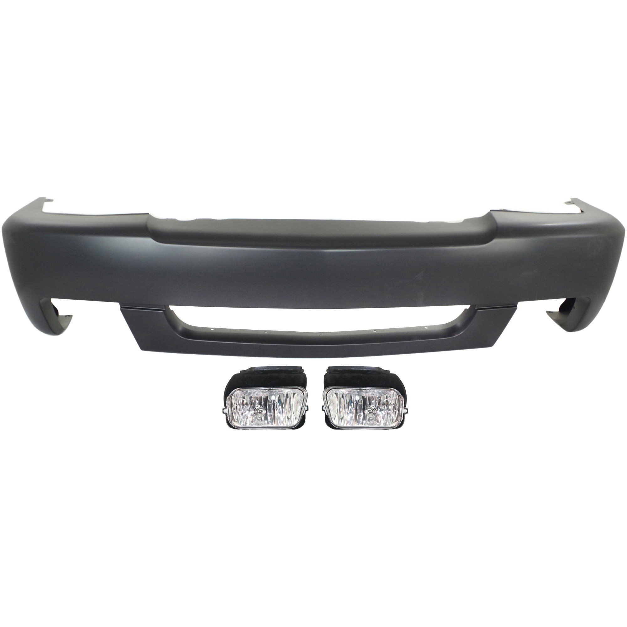 Front Bumper Cover for Chevrolet Silverado 1500 2003-2004, 3-Piece Kit with Fog Lights, Replacement