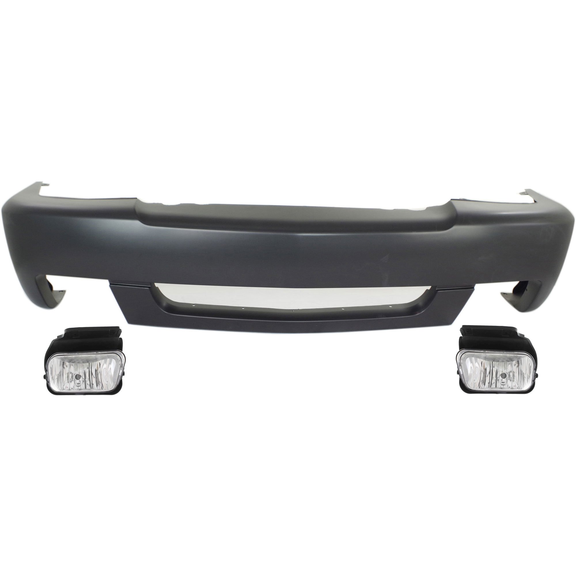 Front Bumper Cover for Chevrolet Silverado 1500 2004-2007, 3-Piece Kit with Fog Lights, Replacement