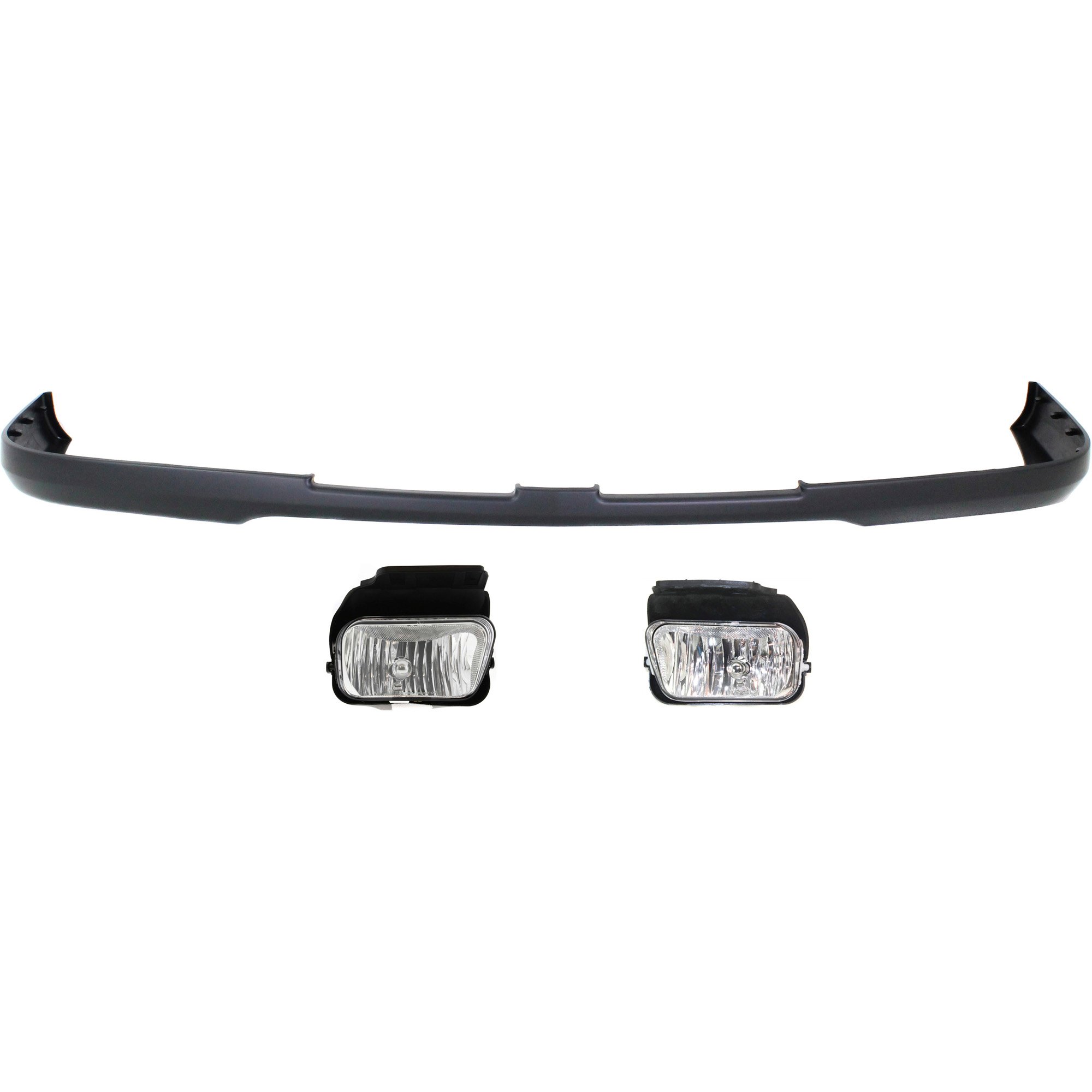 Front Bumper Cover for Chevrolet Silverado 1500/2500, 2003-2004 Upper, 3-Piece Kit with Fog Lights, Replacement