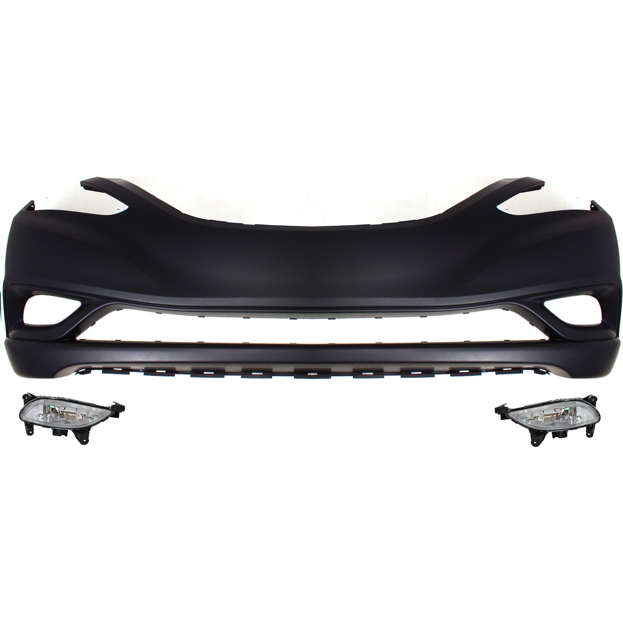 Front Bumper Cover for 2011-2013 Hyundai Sonata, 3-Piece Kit with Fog Lights, Replacement