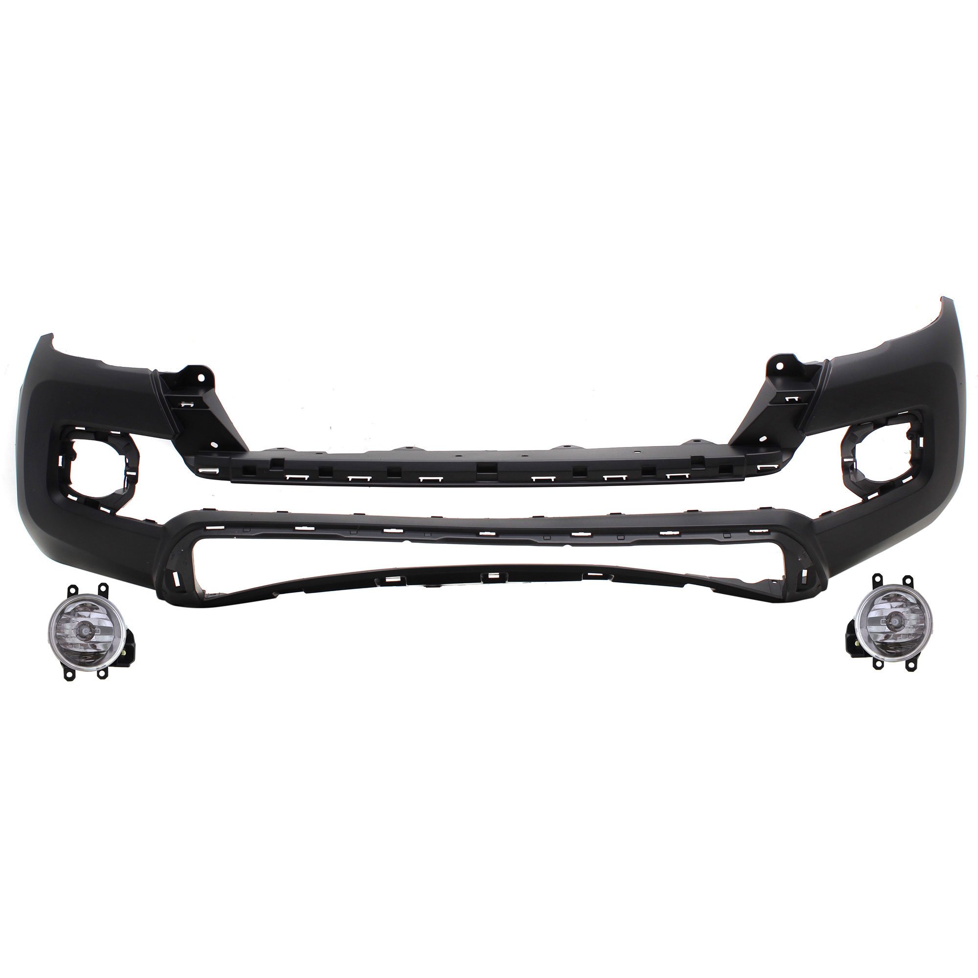 Front Bumper Cover for Toyota Tacoma 2016-2023, 3-Piece Kit with Fog Lights, Replacement