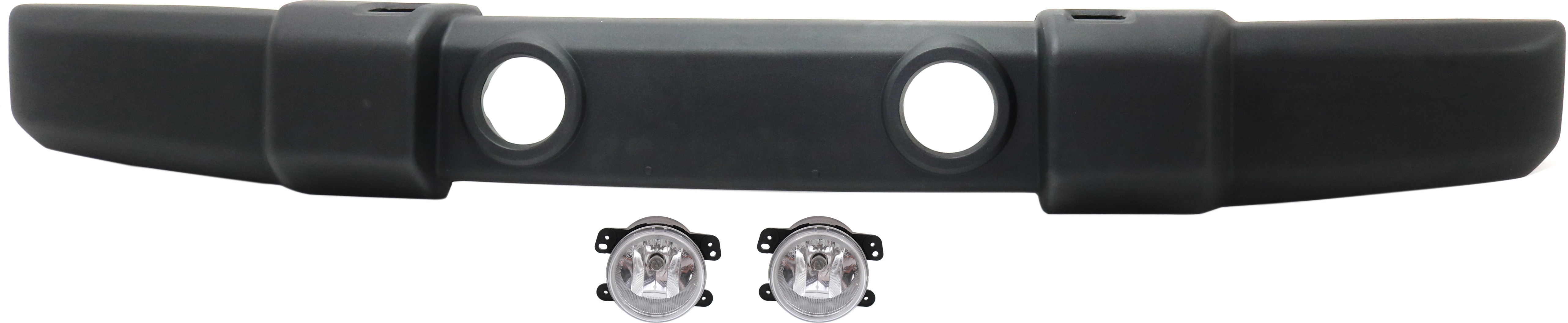 Front Bumper Cover Kit for Jeep Wrangler 2010-2017, Wrangler JK 2018, 3-Piece Set with Fog Lights, Replacement