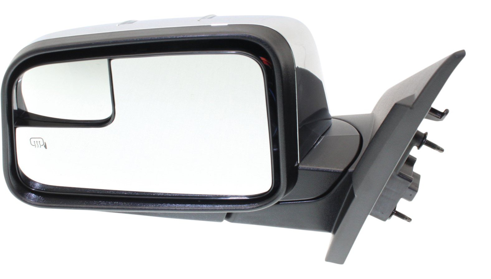 Power Mirror for Lincoln MKX 2010-2010, Left (Driver), Manual Folding, Heated, Chrome, with Blind Spot Glass and Puddle Light, without Memory, Replacement