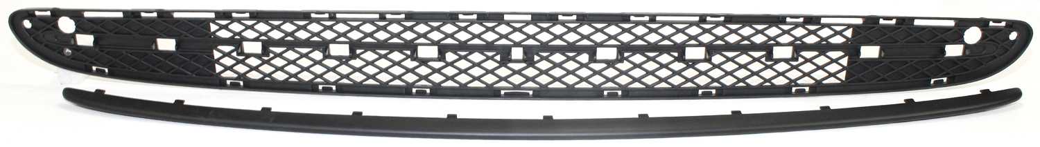 Front Bumper Grille Replacement for Mercedes-Benz C-Class 2001-2007, Primed and Prepared, with Avantgarde Package, without AMG Package, Center Molding, Open Type