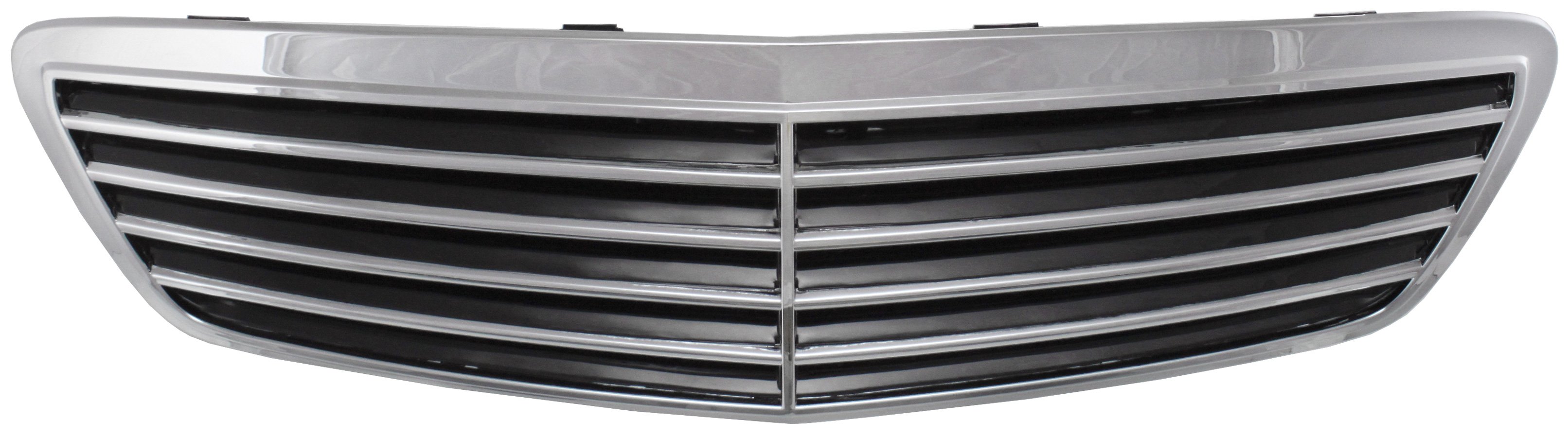 Grille for Mercedes S-Class 2000-2002, Chrome Shell with Painted Black Insert, without Collision Warning Grille, (220) Chassis, Replacement
