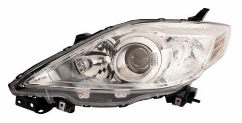 Left (Driver) Headlight Lens/Housing for 2008-2010 Mazda 5, Front Headlight Assembly Housing/Lens/Cover, Halogen with Chrome Bezel, Replacement,  CE50510L0C