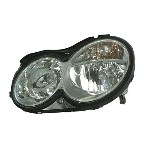 Headlight Assembly for Mercedes CLK-Class (2003-2006) Left (Driver), Halogen, Up to March 31, 2006, CAPA-Certified, Replacement