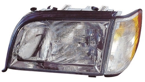 Right (Passenger) Headlight Assembly for 1995-1999 Mercedes-Benz S350, 4 Door Sedan Diesel, Front Headlight Assembly, Replacement Housing/Lens/Cover, Halogen, Composite, 1408207861, Replacement