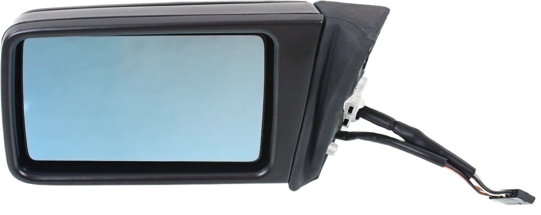 Power Mirror for Mercedes-Benz E-Class 1993-1995 Left (Driver), Manual Folding, Heated, Paintable, without Auto Dimming, Blind Spot Detection, Memory, and Signal Light, Coupe/Sedan/Wagon, Rectangular Housing, Replacement