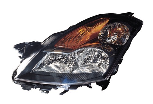 Left (Driver) Headlight Assembly for 2007 - 2007 Nissan Altima Sedan, Front Headlight Assembly Replacement Housing / Lens / Cover with HID, Black Bezel, Composite,  26060JA10A, Replacement