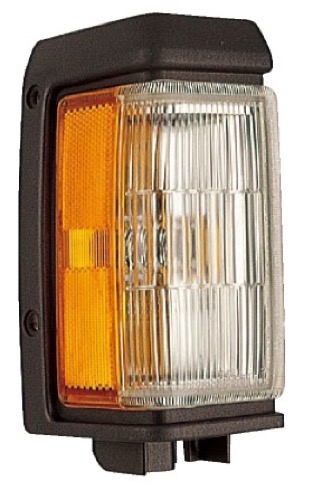 Front Right (Passenger) Side Marker Light Assembly for 1990-1995 Nissan Pathfinder, with Black Rim,  B611041G02, Replacement