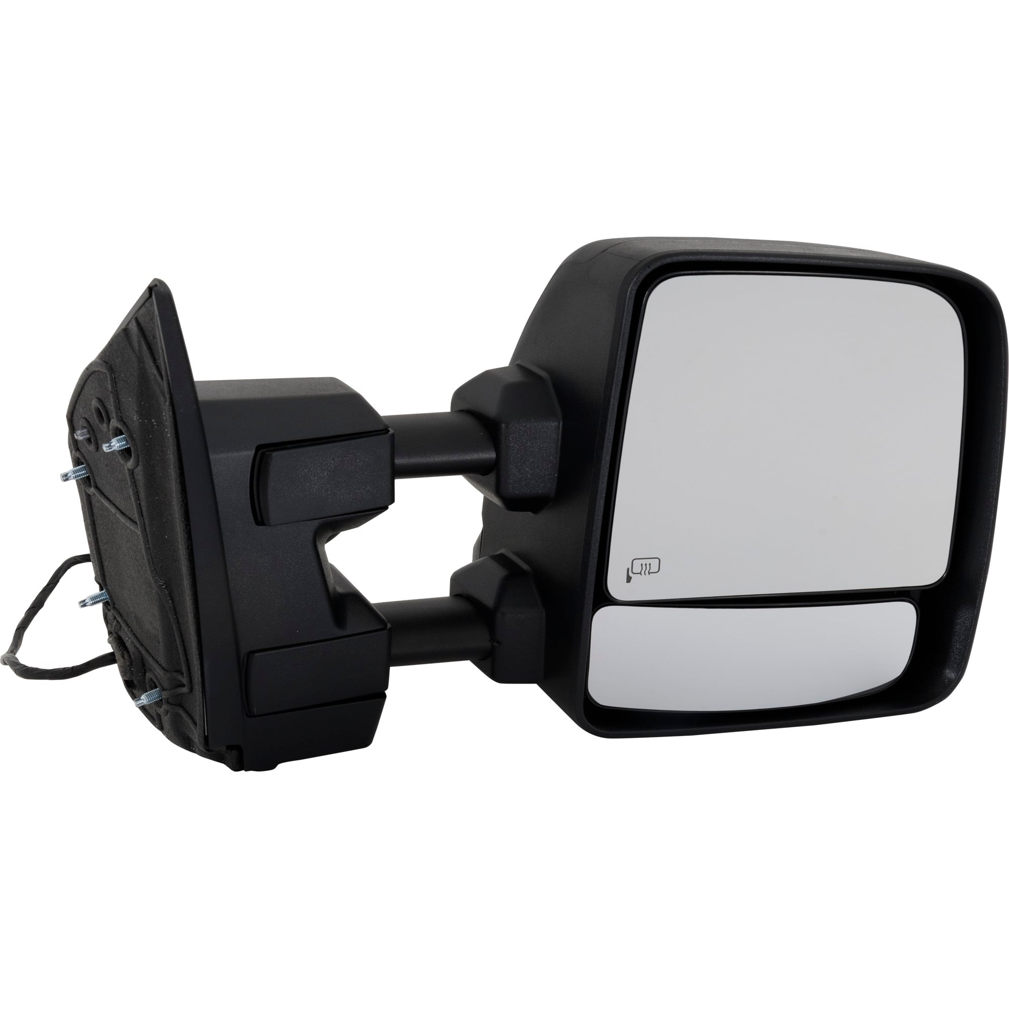Towing Mirror for Nissan Titan XD Right Passenger Side (2016-2019), Power Operated, Manual Folding, Extending, Heated Upper Glass, Textured, Integrated Signal Light, Puddle Light, Excludes Auto-Dimming, Blind Spot Detection, Fits All Cab Types, Replacement