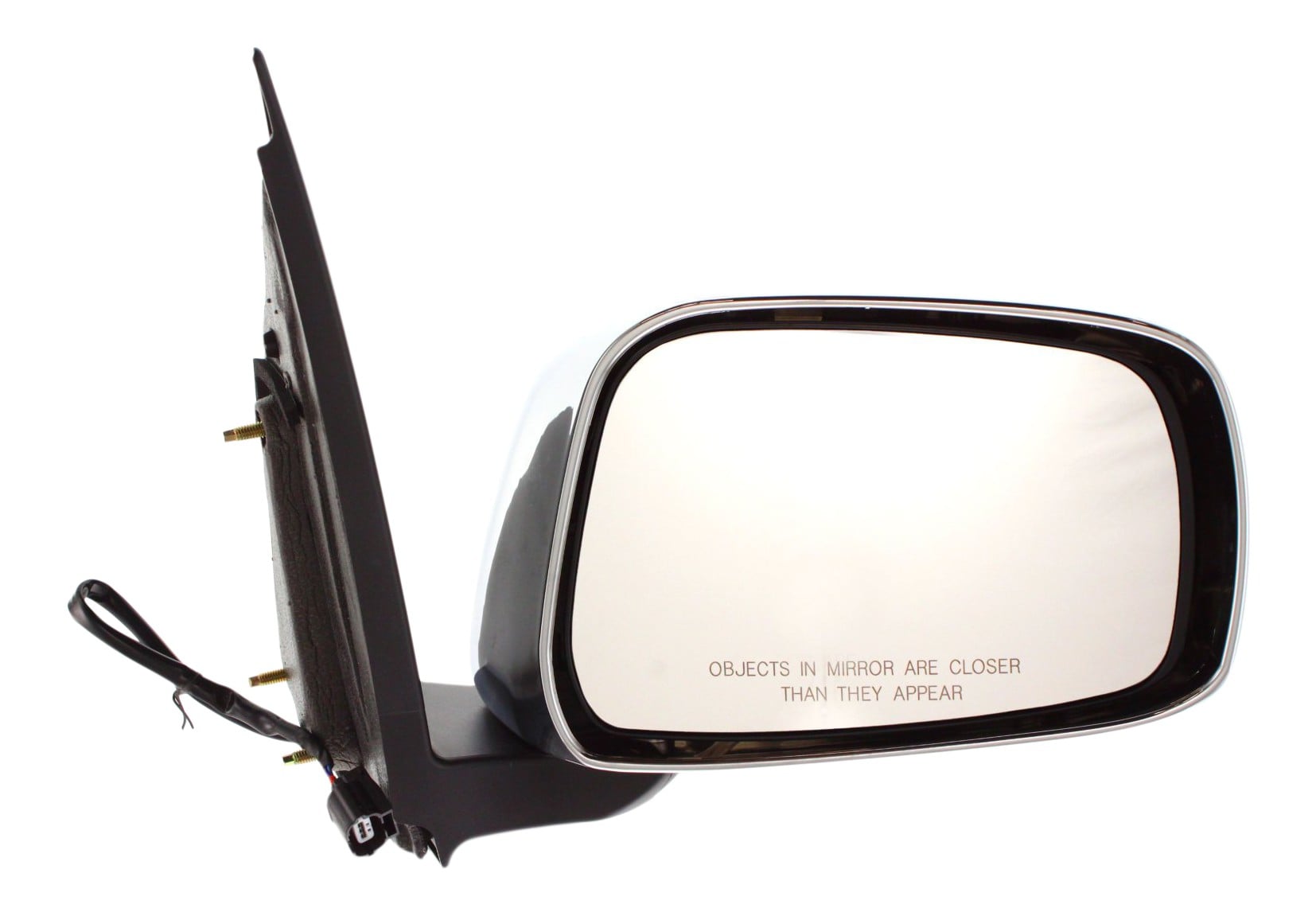 Power Mirror for Nissan Frontier 2005-2010, Right (Passenger) Side, Manual Folding, Non-Heated, Chrome Cap, with Black Base, for Extended Cab LE Model, Replacement