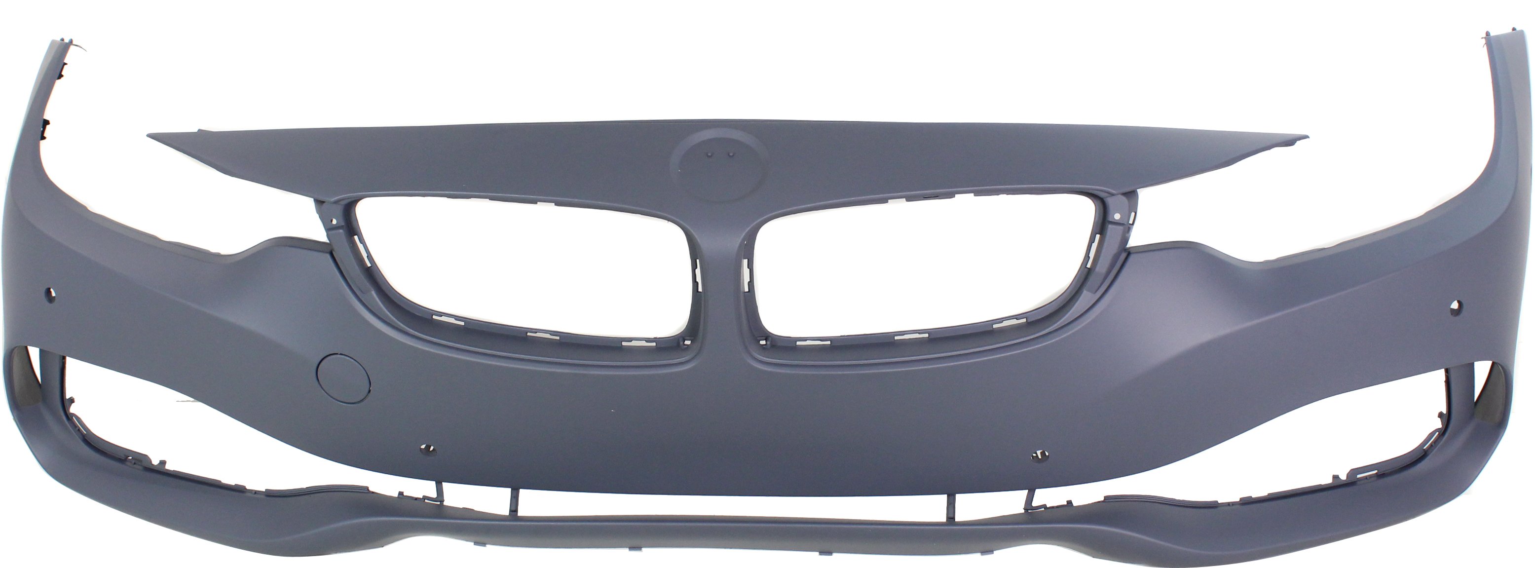 Front Bumper Cover for BMW 4-Series 2014-2017, Primed (Ready to Paint), without M Sport Package, without Headlight Washer, with Parking Distance Control Sensor Holes, Convertible/Coupe, without Intelligent Parking Assist System and Camera Holes, Replacement