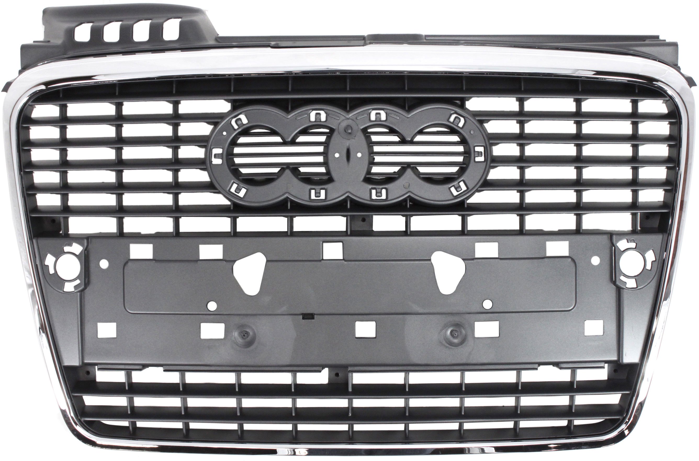 Gray with Chrome Molding Grille for Audi A4 2005-2009, without S-Line Package (Convertible 2007-2009, Sedan/Wagon 2005-2008), Replacement