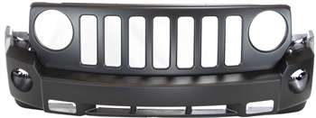 Front Bumper Cover for Jeep Patriot 2007-2010, Primed (Ready to Paint), with Fog Light and Tow Hook Holes, Replacement (CAPA Certified)
