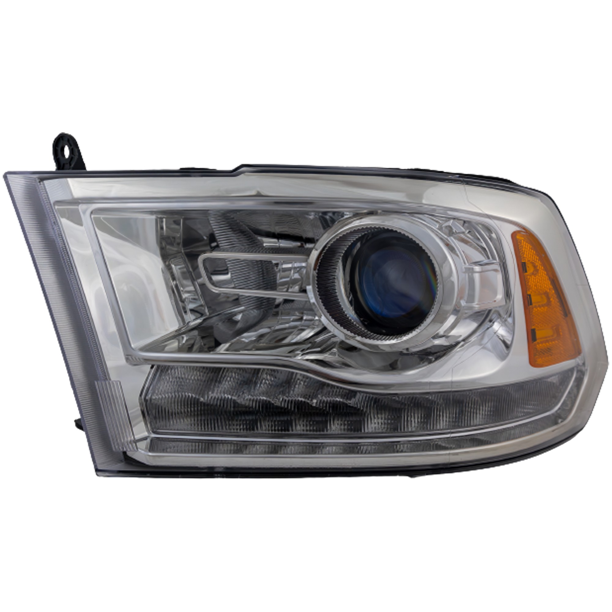 Headlight Assembly for 2016-2018 Ram Full Size P/U and 2019-2022 Ram 1500 Classic, Left (Driver), HID/Xenon with HID Kit, Projector Type, Chrome Interior, Replacement