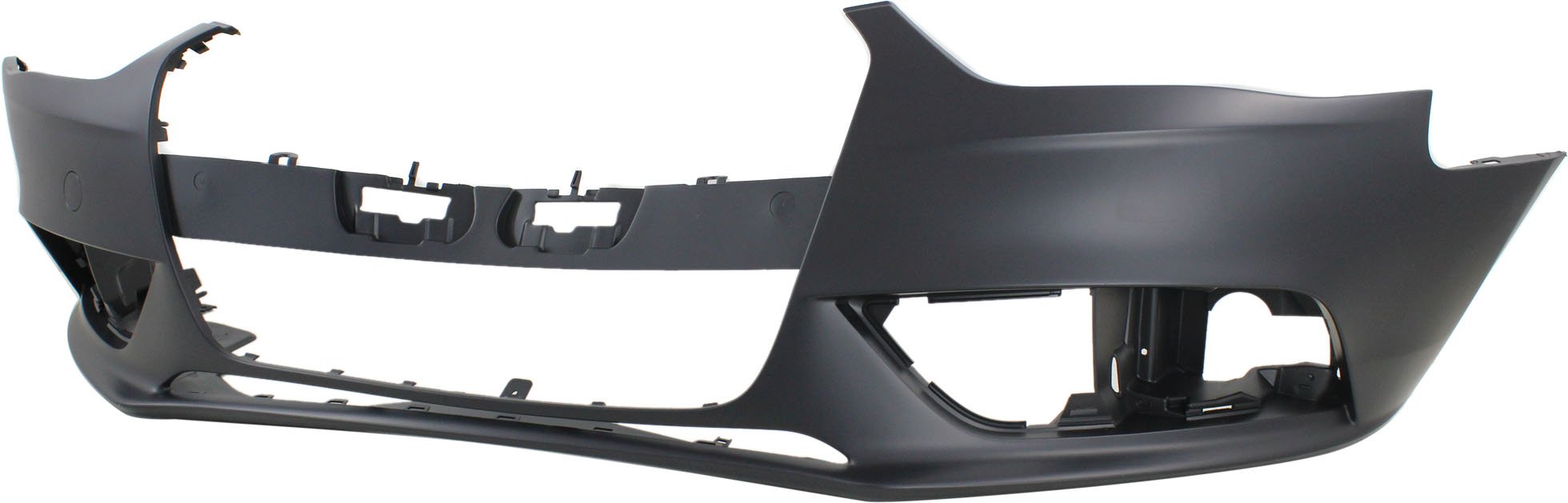 Front Bumper Cover for Audi A4 2013-2016, Primed (Ready to Paint), without S-Line Package, with Headlight Holes and Warning System, including Tow Hook Cover, Replacement