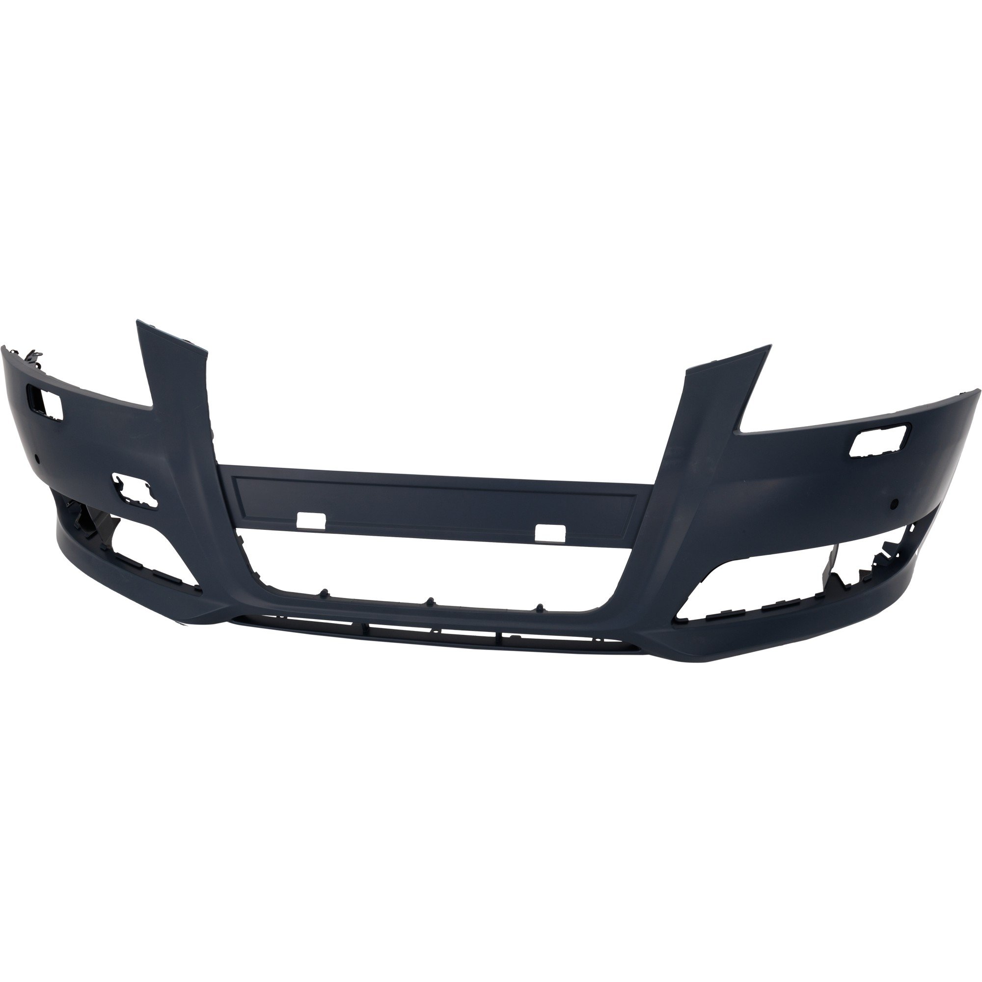 Front Bumper Cover for Audi A3 2009-2013, Primed (Ready to Paint), Non-Sport Package, with Headlight Washer Holes and Parking Aid Sensor Holes, Replacement