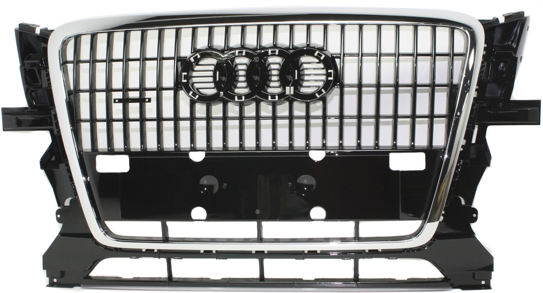 Grille for Audi Q5 2009-2012, Chrome Shell with Gloss Black Insert, Designed for 3.2L Engine without S-Line Package, Replacement