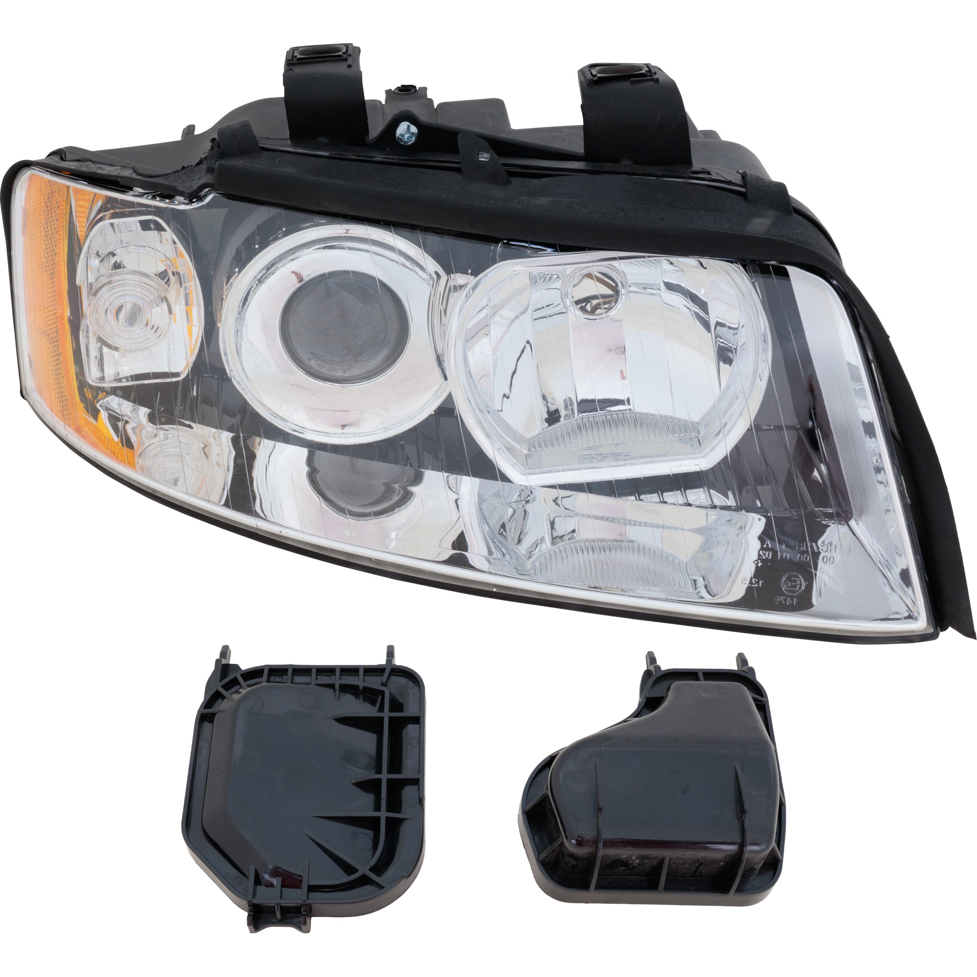 Headlight for Audi A4 2002-2005 / S4 2002-2002, Right (Passenger) Side, Lens and Housing, Halogen, Replacement