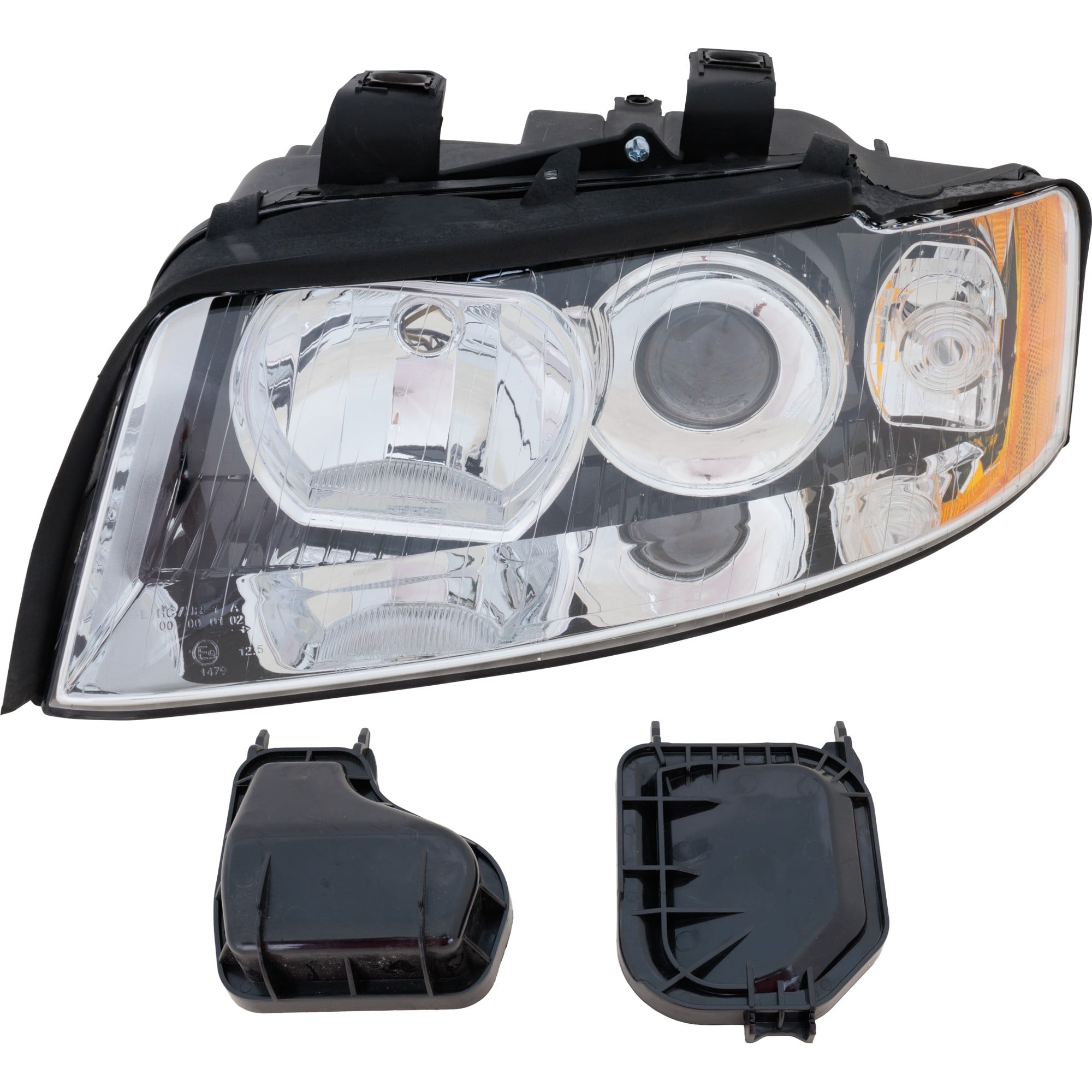 Headlight for Audi A4 2002-2005/S4 2002-2002 Left (Driver), Lens and Housing, Halogen, Replacement