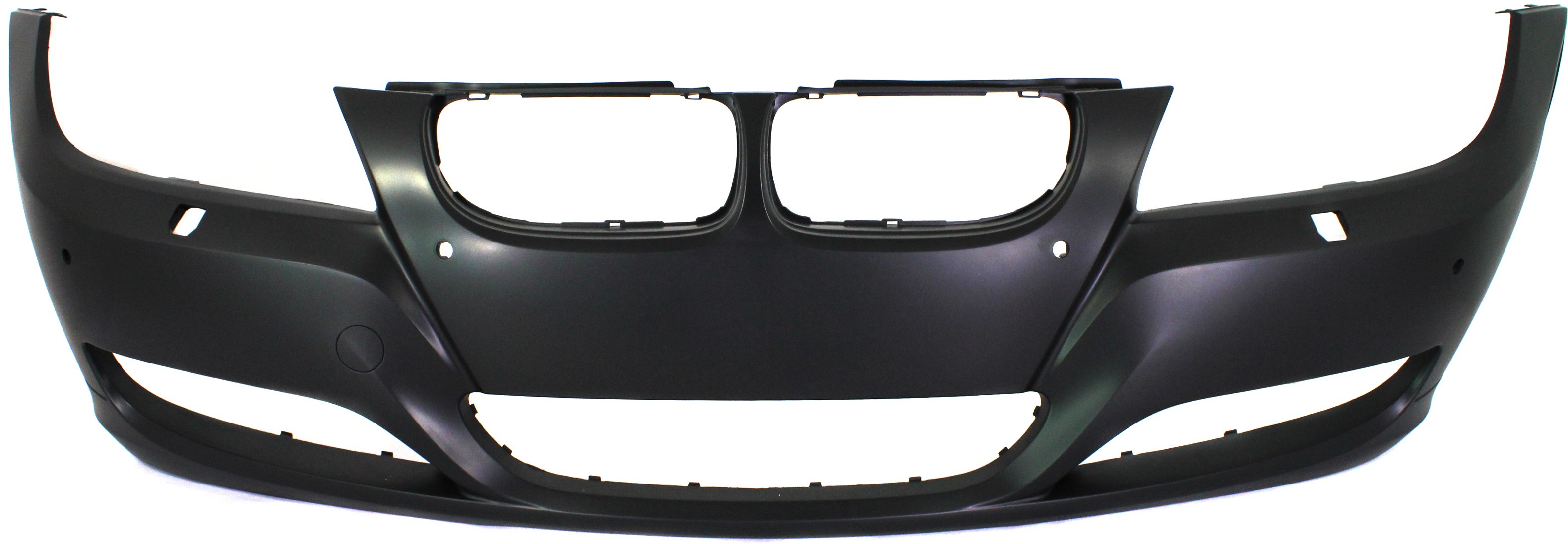 Front Bumper Cover for BMW 3-Series (2009-2012), Primed (Ready to Paint), with Headlight and Parking Distance Control Sensor Holes, Sedan/Wagon, Replacement