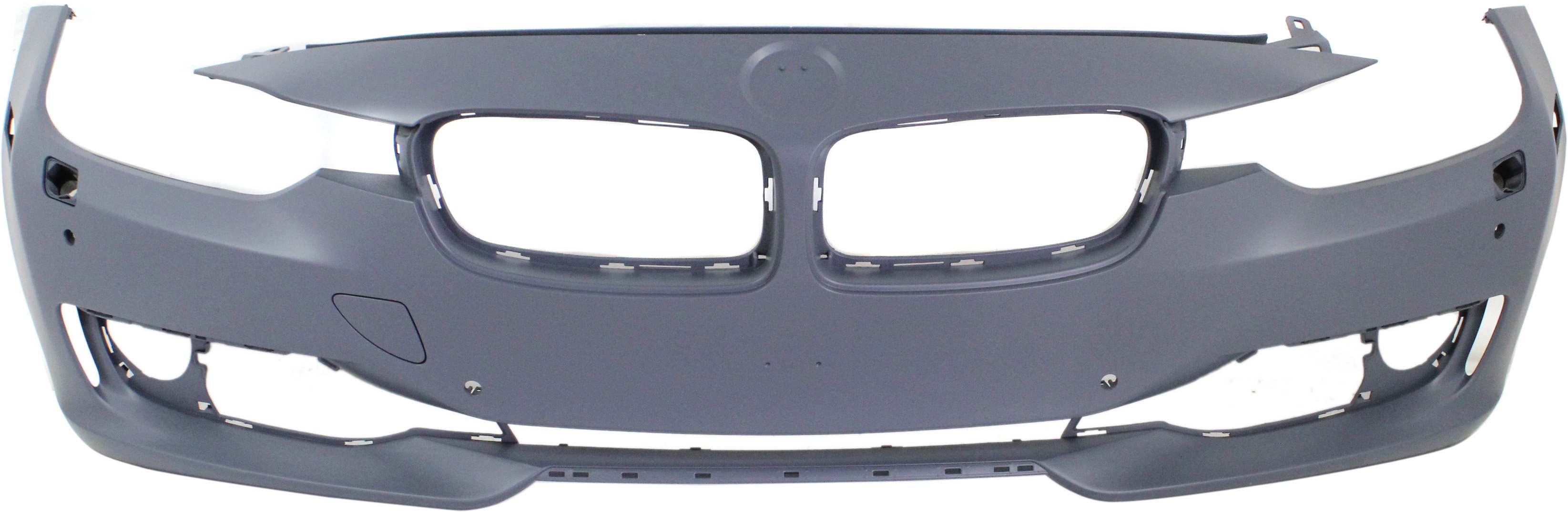 Front Bumper Cover for BMW 3-Series (2012-2015), Primed (Ready to Paint), Without M Sport Line, With Headlight/Washer, Park Distance Control Holes, Intelligent Park Assist System, Camera, Compatible with Modern/Luxury/Sport Line Models, Sedan/Wagon, Replacement (CAPA Certified)