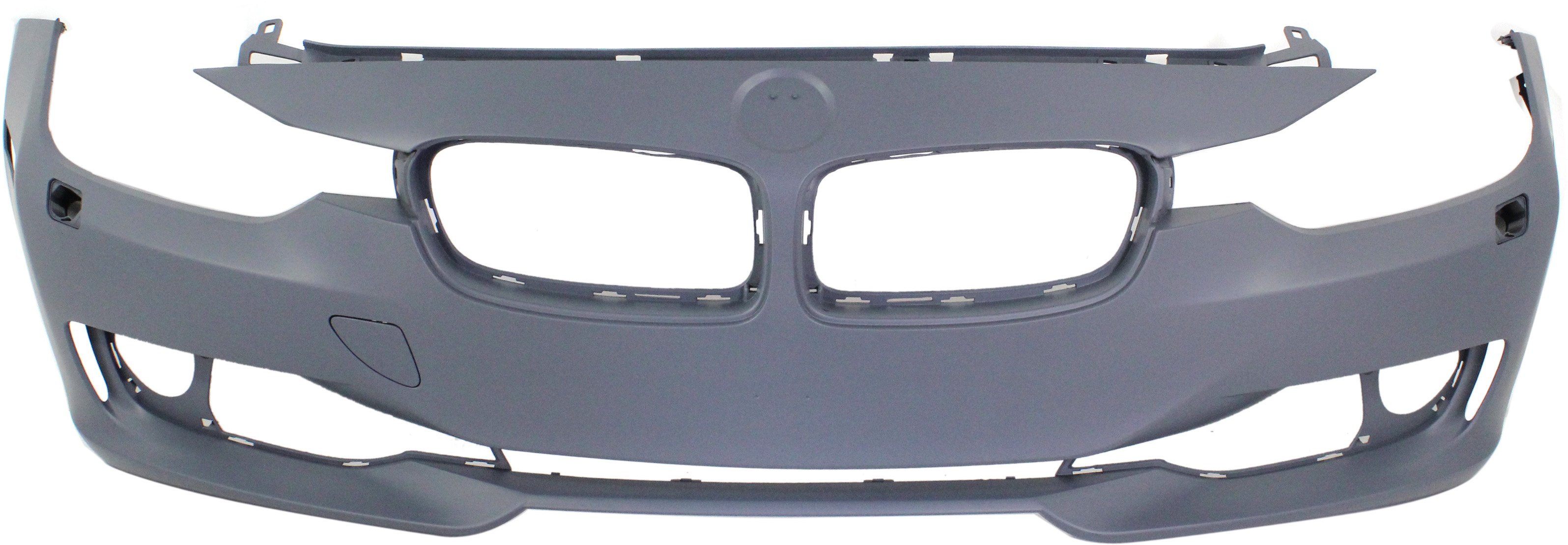 Front Bumper Cover for BMW 3-Series 2012-2015, STD Type, Primed (Ready to Paint), Without M Sport Line, With Headlight Holes, Without PDC Holes, Sedan/Wagon, Replacement (CAPA Certified)