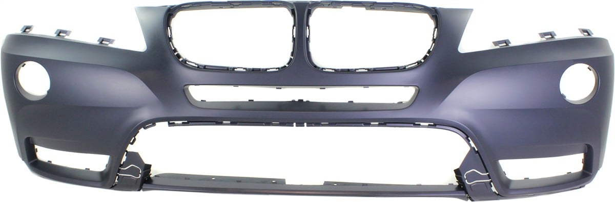 Front Bumper Cover for BMW X3 2011-2014, Primed (Ready to Paint), without M Package, without Headlight Washer Holes, Replacement (CAPA Certified)