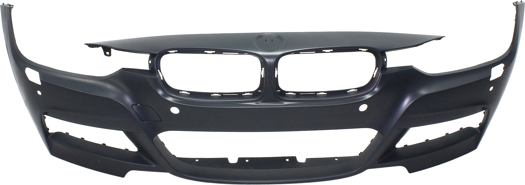 Front Bumper Cover for BMW 3-Series (2013-2019), Primed (Ready to Paint), with M Sport Line, with Headlight Washer, Parking Distance Control Sensor Holes, Intelligent Parking Assist System, Camera, suitable for Sedan (2013-2018) and Wagon, Replacement