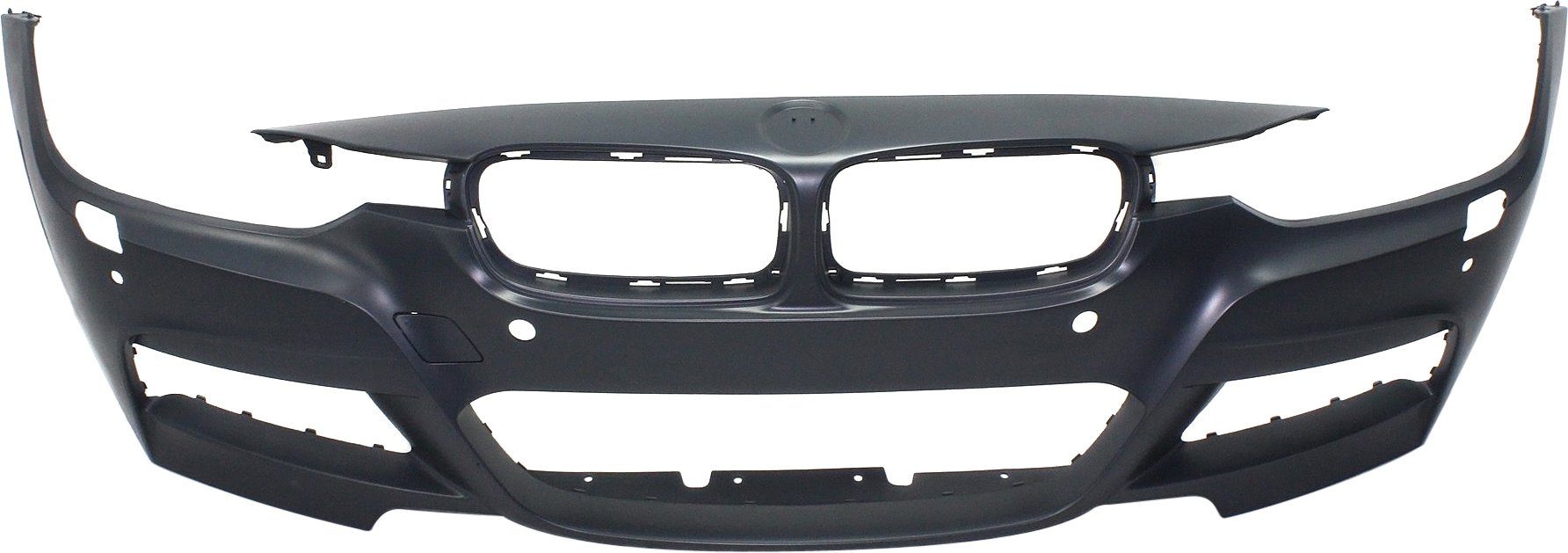 Front Bumper Cover for BMW 3-Series (2013-2019), Primed (Ready to Paint), with M Sport Line, with Headlight Washer, Parking Distance Control Sensor Holes, Intelligent Parking Assist System, Camera, suitable for Sedan (2013-2018) and Wagon, Replacement (CAPA Certified)