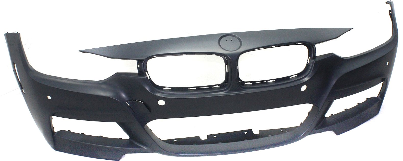 Front Bumper Cover for BMW 3-Series 2013-2019, Primed (Ready to Paint), with M Sport Line, without Headlight Washer Holes/Camera, with Parking Distance Control Sensor Holes/In-Park Assistance System, for Sedan/Wagon Models 2013-2018, Replacement