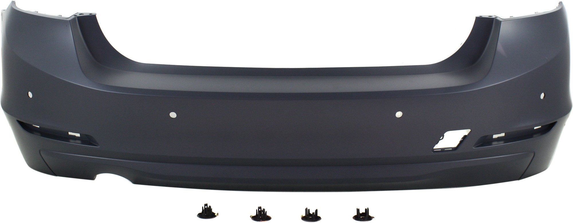 Rear Bumper Cover for BMW 320I/328D 2012-2015, Primed (Ready to Paint), Standard Without M Sport Package, With Parking Distance Control Sensor Holes, Sedan, Replacement