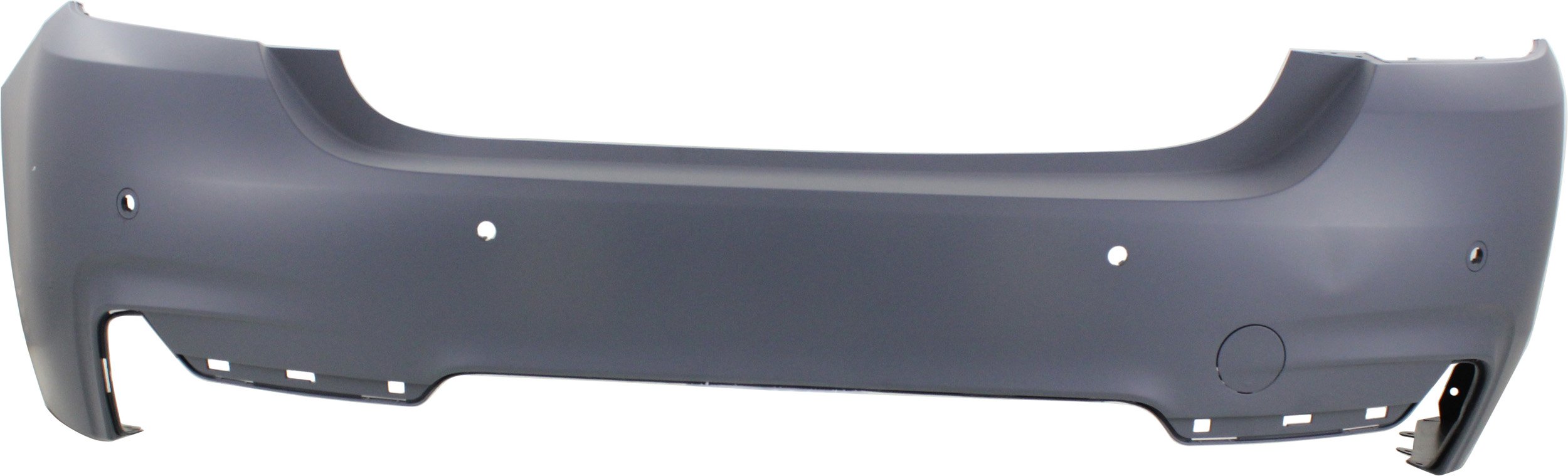 Rear Bumper Cover for BMW 4-Series (2014-2020), Primed (Ready to Paint), with M Sport Package, with Parking Distance Control Sensor Holes, without Park Assist Sensor Holes for Convertible/Coupe, Replacement (CAPA Certified)