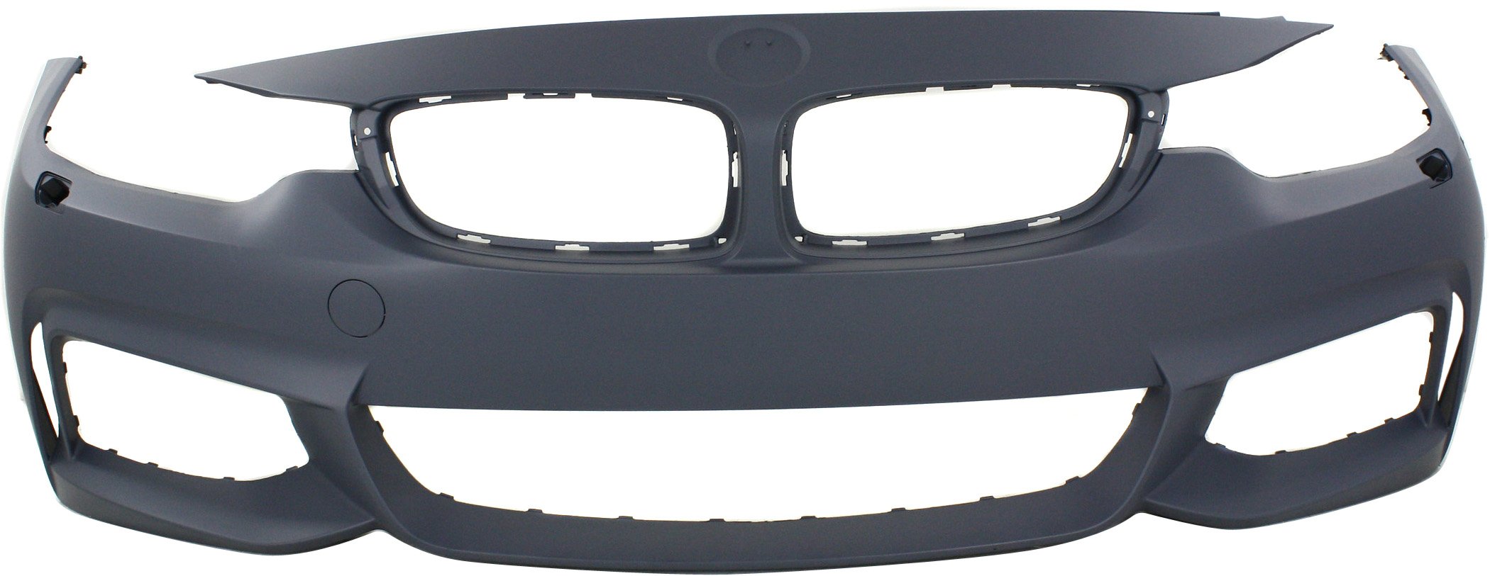 Front Bumper Cover for BMW 4-Series (2014-2020), Primed (Ready to Paint), with M Sport Package, with Headlight Holes, without PDC Sensor Holes, Replacement (CAPA Certified)
