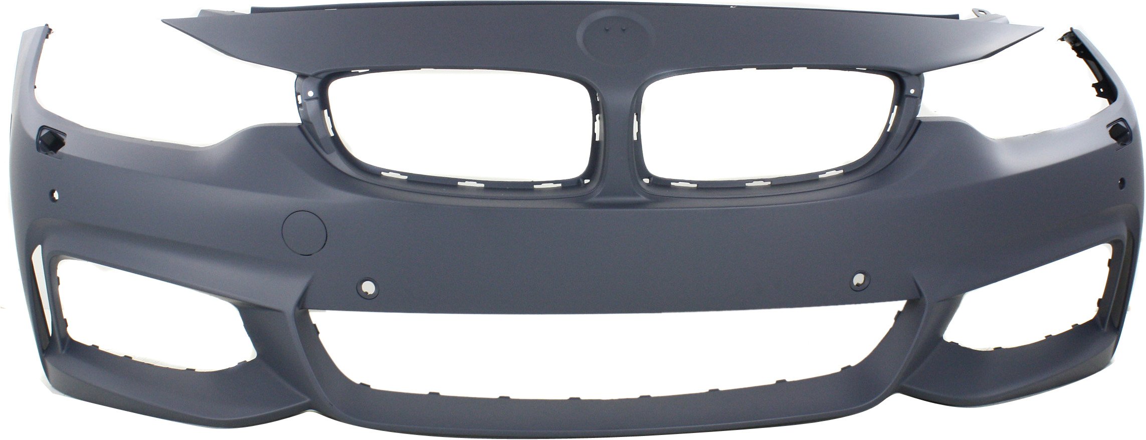 Front Bumper Cover for BMW 4-Series (2014-2020), Primed (Ready to Paint), with M Sport Package, with Headlight Washer, Park Assist Sensor, PDC Sensor Holes, without Camera, Replacement (CAPA Certified)