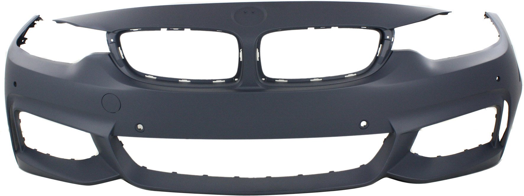 Front Bumper Cover for BMW 4-Series (2014-2020), Primed (Ready to Paint), with M Sport Package, without Headlight Washers/Park Assist Sensor Holes, with Park Distance Control Sensor Holes/Camera, Replacement Models: 428i, 430i, 435i, 440i.